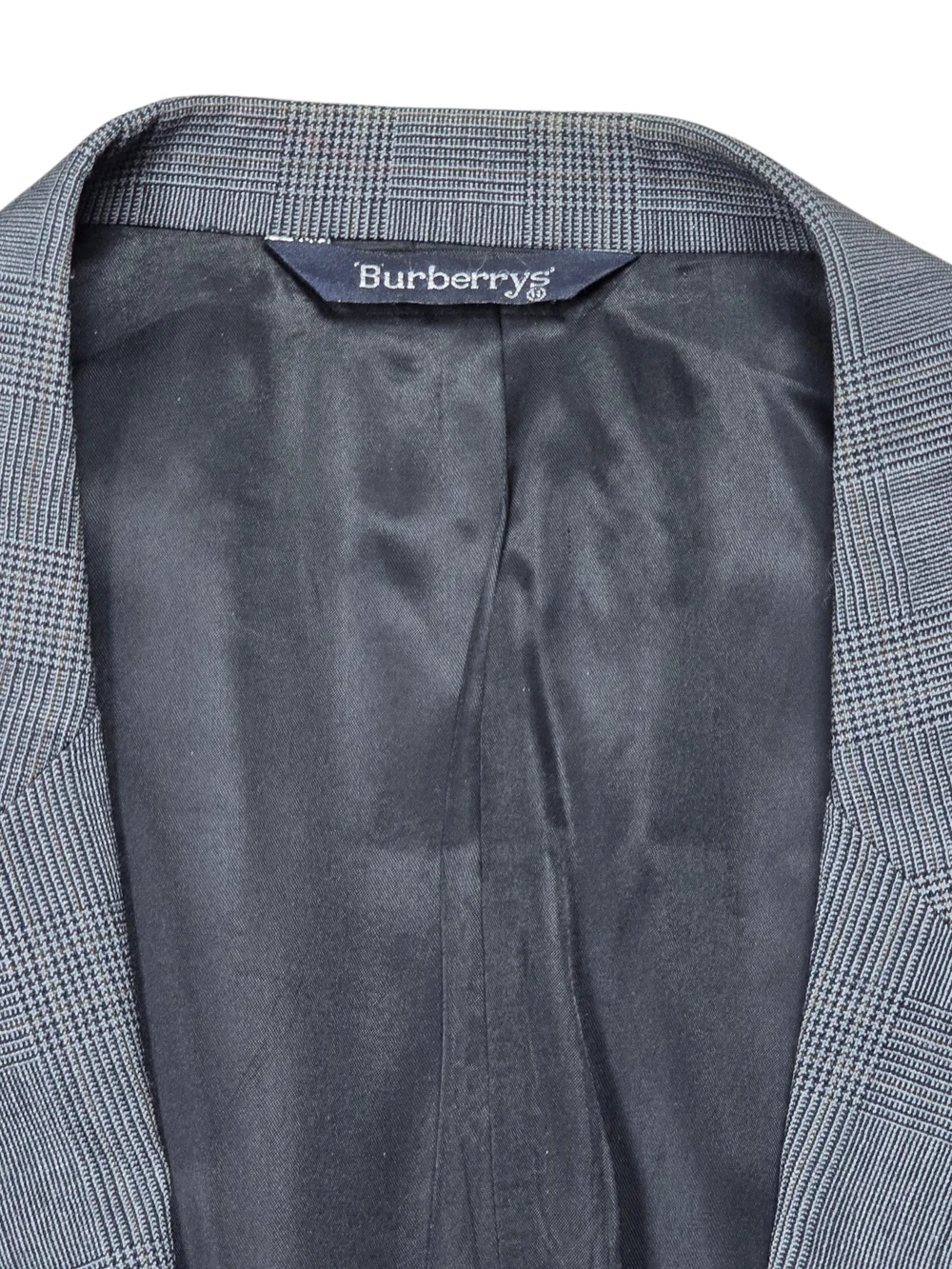 Vintage Burberrys Saks Fifth Ave Wool Blazer 44R Blue Gray Glen Plaid